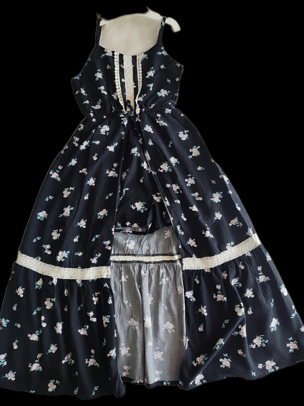 art class Navy Floral Lace-Trim Girls' Costume Dress